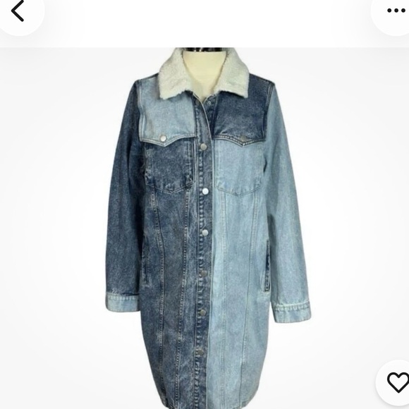 Blank NYC Two-Tone Denim Jacket with Shearling Collar - Picture 2 of 4